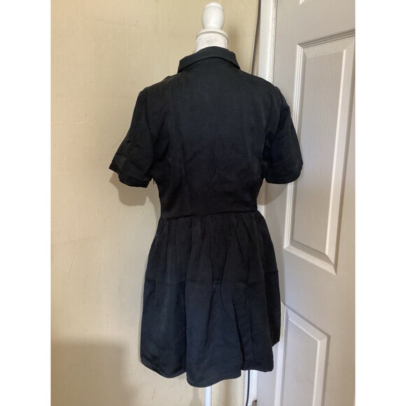 J. Crew Collection Mini Shirtdress Jewel Buttons Black Twill Short Sleeve 6 $198 - Picture 6 of 12